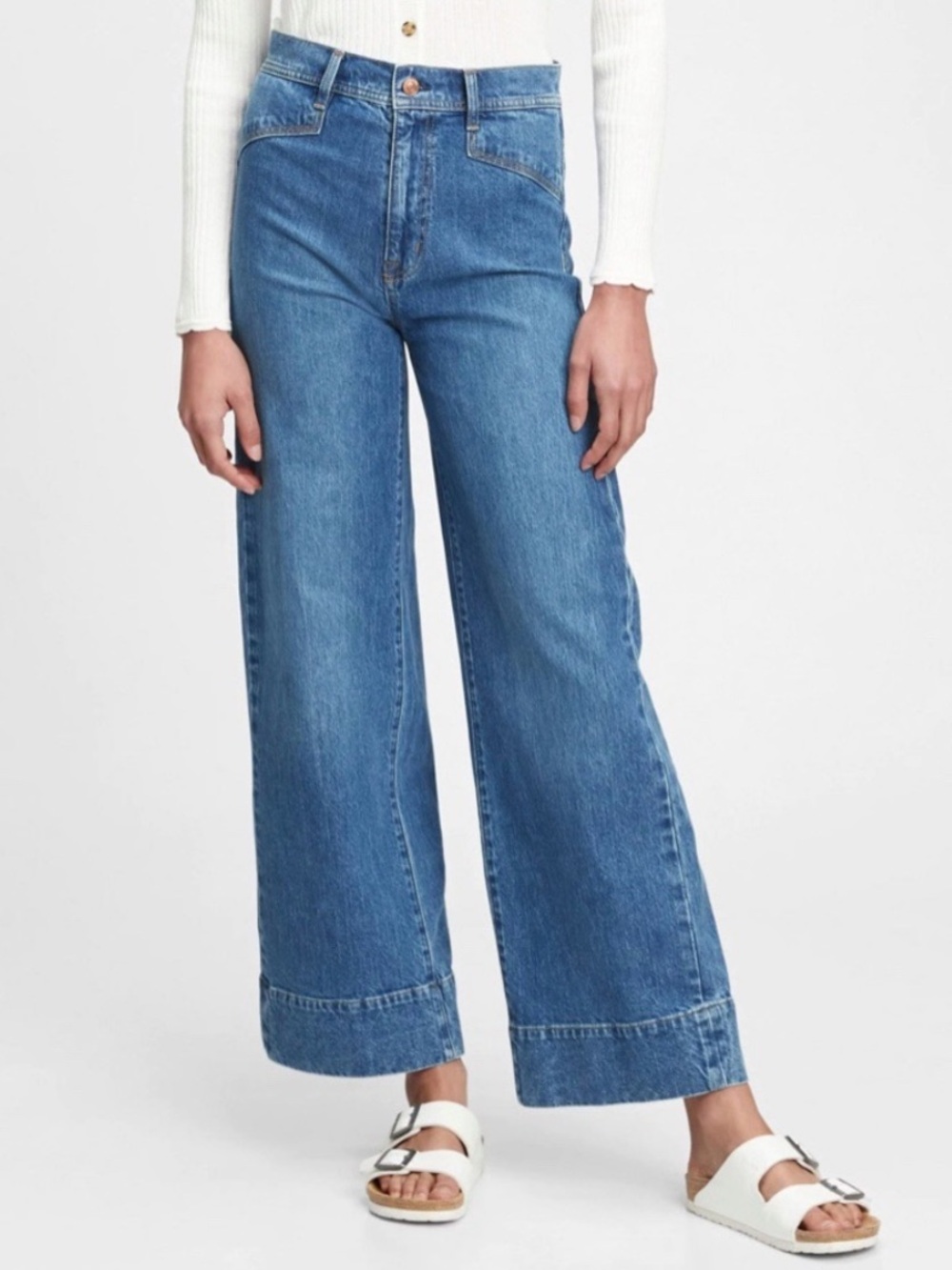 Gap Sky High Wide Leg Jeans Size 26 High Rise Light Wash